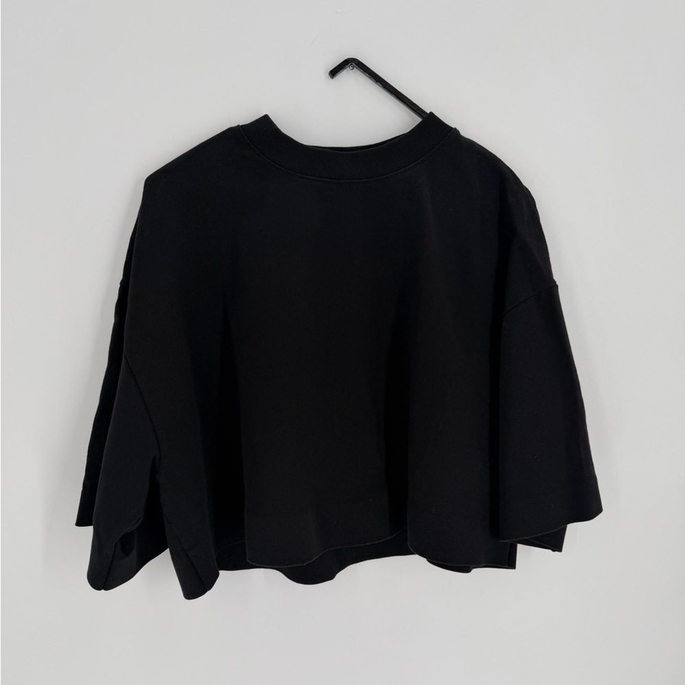 Cos High Line Relaxed Boxy Ultra Cropped Black T-Shirt